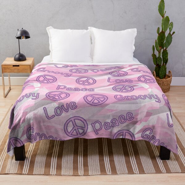 Item preview, Peace Sign Groovy Love Pink Purple Pastel Camo Repeat Pattern Design 1970s Era designed and sold by KatelynMitalski.