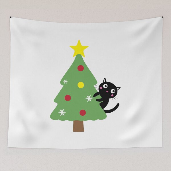 Item preview, Cat Hiding Behind a Christmas Tree designed and sold by MagnoliaLake.