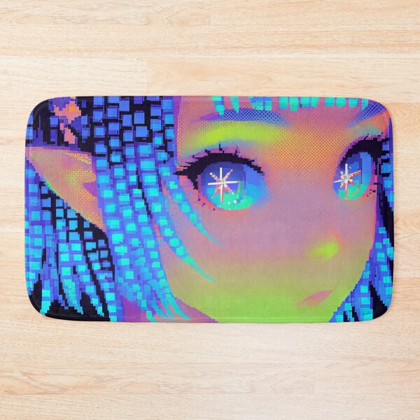 Item preview, Neon Checkerboard Pixel Anime Girl designed and sold by bubblegoth.