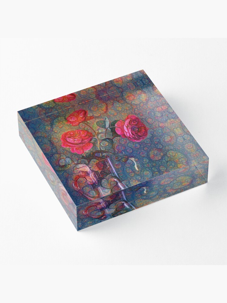 Alternate view of Roses #DeepDreamed Acrylic Block