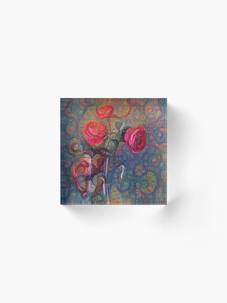 Alternate view of Roses #DeepDreamed Acrylic Block