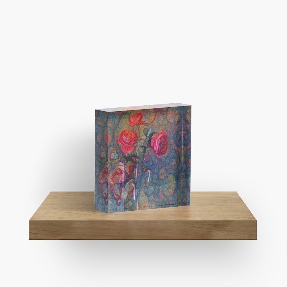 Roses #DeepDreamed Acrylic Block