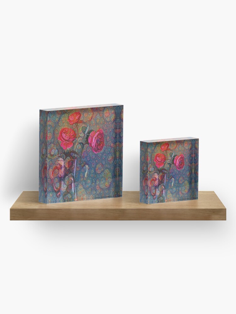 Alternate view of Roses #DeepDreamed Acrylic Block