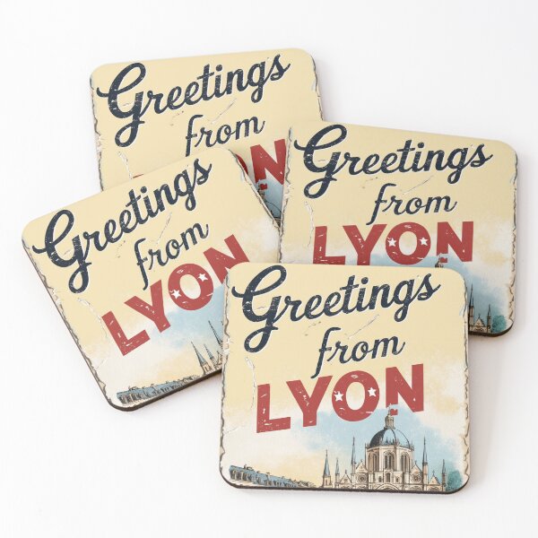 Item preview, Greetings from Lyon France Vintage Travel Retro Postcard Design designed and sold by TravelPostcardGems.