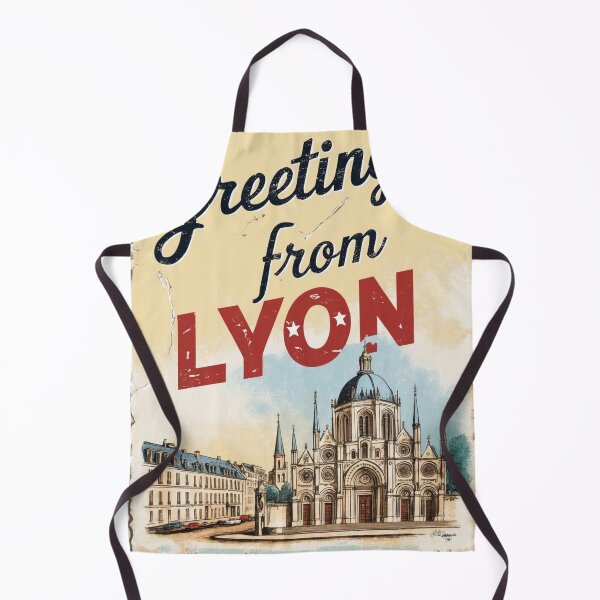 Item preview, Greetings from Lyon France Vintage Travel Retro Postcard Design designed and sold by TravelPostcardGems.