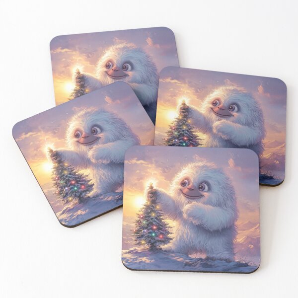 Item preview, Joyful Yeti Dacorating Christmas tree in Himalayas designed and sold by ACuriousshoppe.