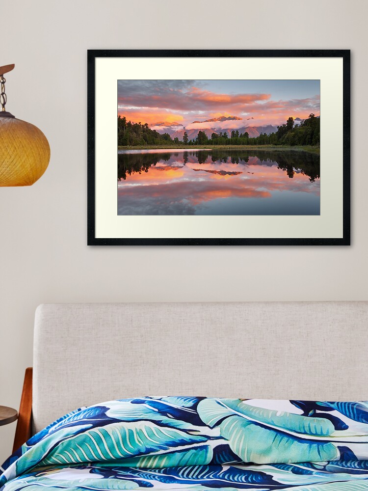 Thumbnail 1 of 7, Framed Art Print, Lake Matheson, South Island, New Zealand designed and sold by Chockstone.