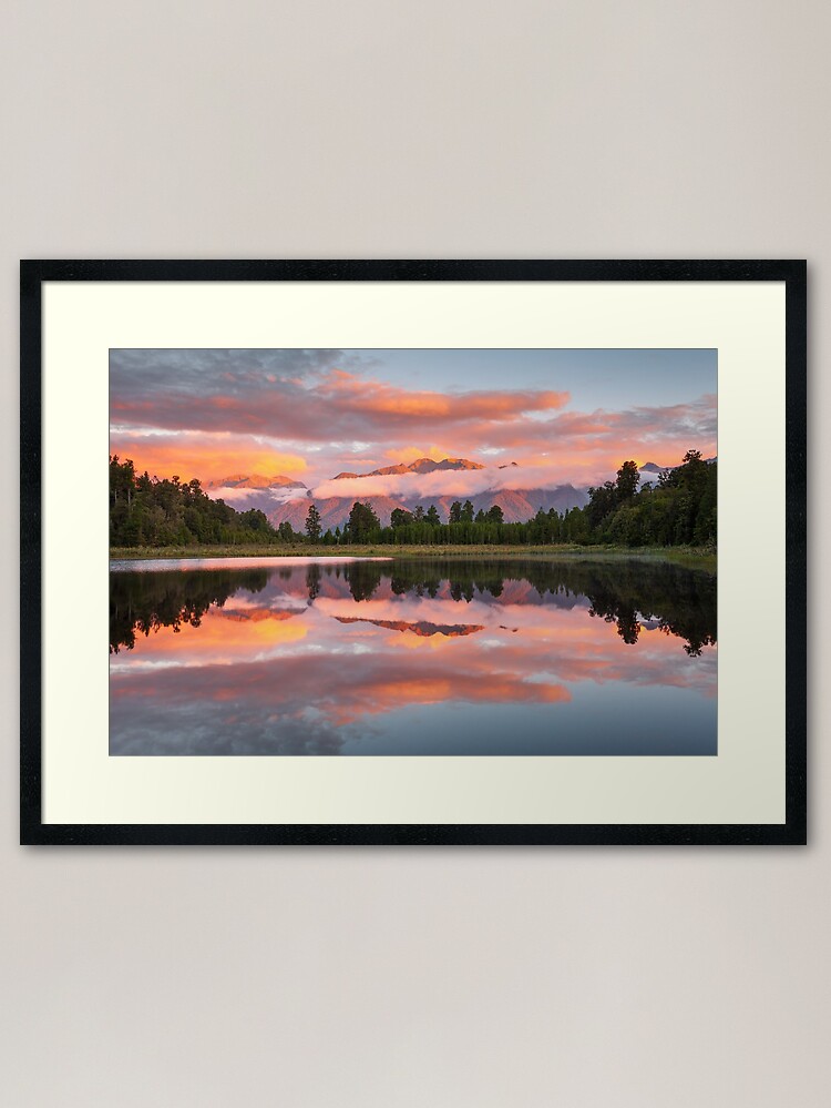 Thumbnail 2 of 7, Framed Art Print, Lake Matheson, South Island, New Zealand designed and sold by Chockstone.