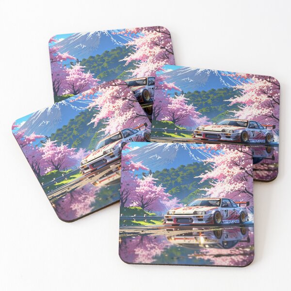 Item preview, JDM, Car, race, Japan, video game, Drift, Cherry Blossoms, Mt Fuji, Amazing, sunrise, reflection, sparks from tire,  designed and sold by tshirtart2024.
