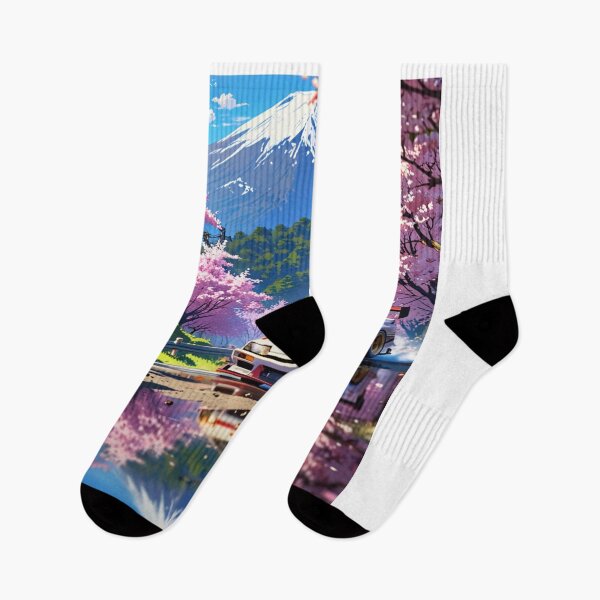 Item preview, JDM, Car, race, Japan, video game, Drift, Cherry Blossoms, Mt Fuji, Amazing, sunrise, reflection, sparks from tire,  designed and sold by tshirtart2024.