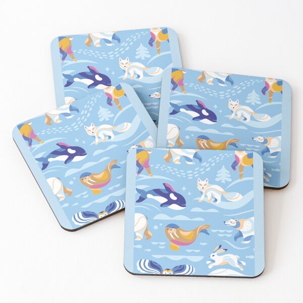 Item preview, Snowy animals on blue designed and sold by PenguinHouse.