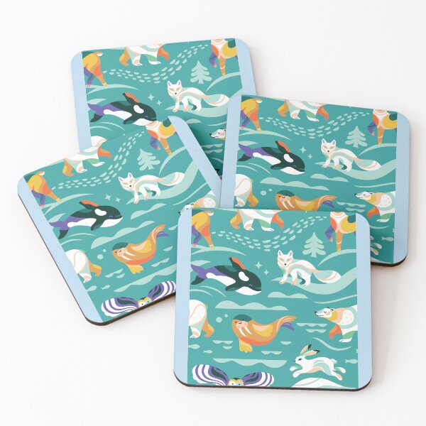 Item preview, Snowy animals on green designed and sold by PenguinHouse.