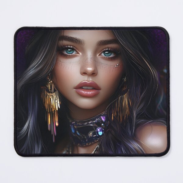 Item preview, Enchanting woman in ornate hat with mystic aura designed and sold by Artessie.