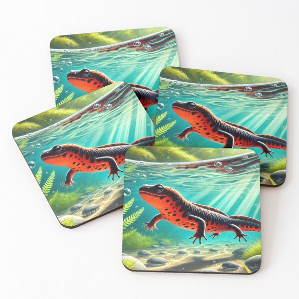 Item preview, Japanese Fire-Bellied Newt Swimming – Vibrant Aquatic Wildlife  designed and sold by NocturnalNook.
