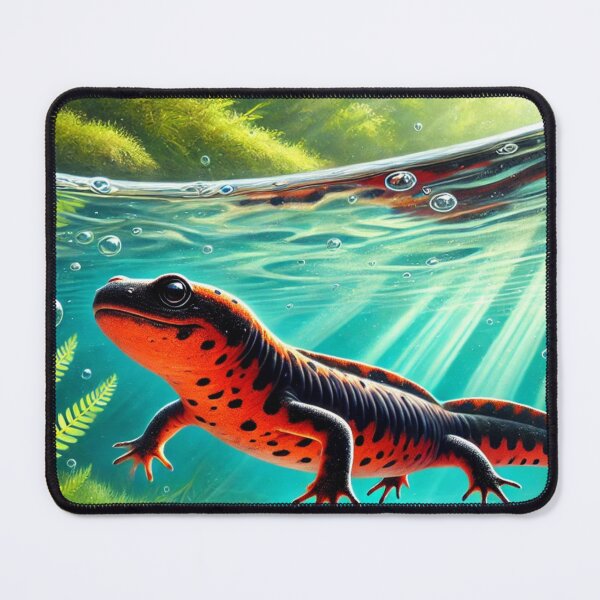 Item preview, Japanese Fire-Bellied Newt Swimming – Vibrant Aquatic Wildlife designed and sold by NocturnalNook.