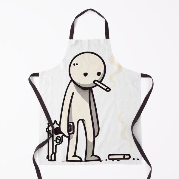 Item preview, Exhausted Stick Figure with Pistol and Cigarette designed and sold by mkzmerch.