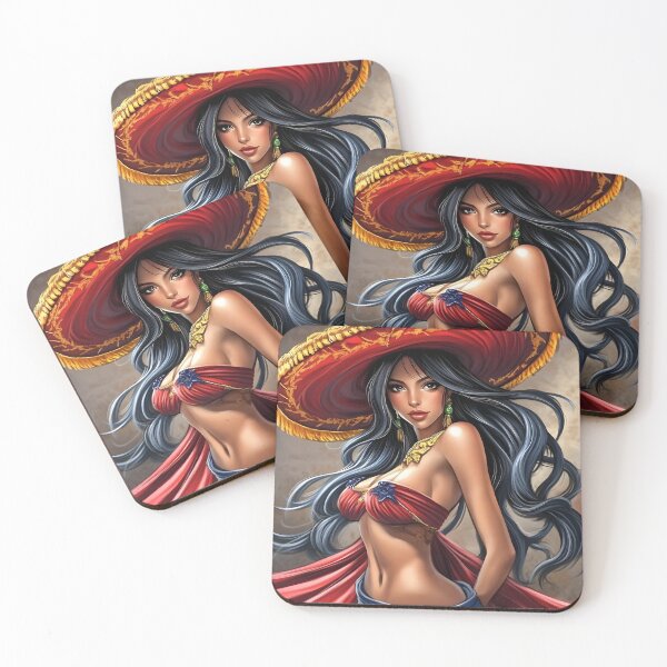 Item preview, Woman in vibrant attire with decorative hat posing designed and sold by Artessie.