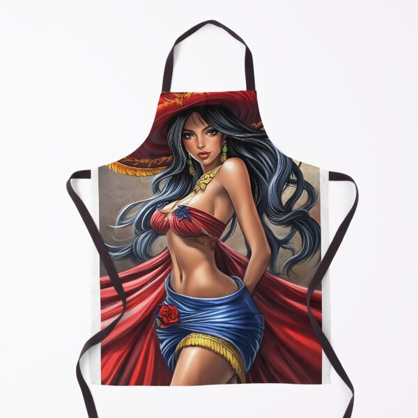 Item preview, Woman in vibrant attire with decorative hat posing designed and sold by Artessie.