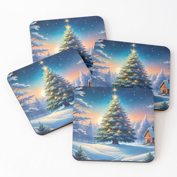 Item preview, Snowy Christmas Tree Glowing in Winter designed and sold by GrizzlyCollective.