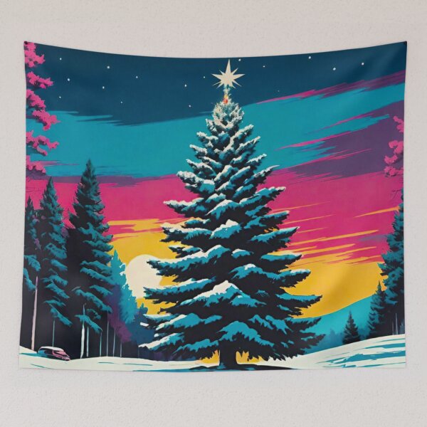 Item preview, Beautifully Lit Snowy Christmas Tree Scene designed and sold by GrizzlyCollective.