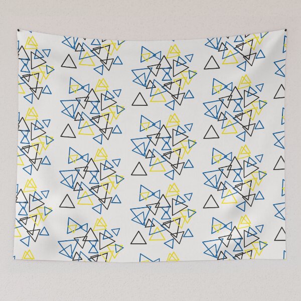 Item preview, A collection of overlapping triangle outlines in blue, yellow, and black. designed and sold by Wantanadesign.