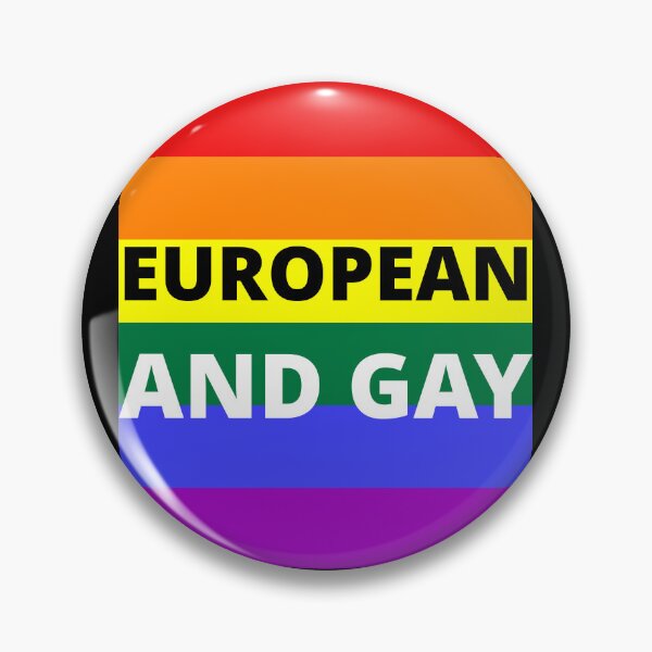 Item preview, EUROPEAN AND GAY on rainbow background designed and sold by uniqueitems.