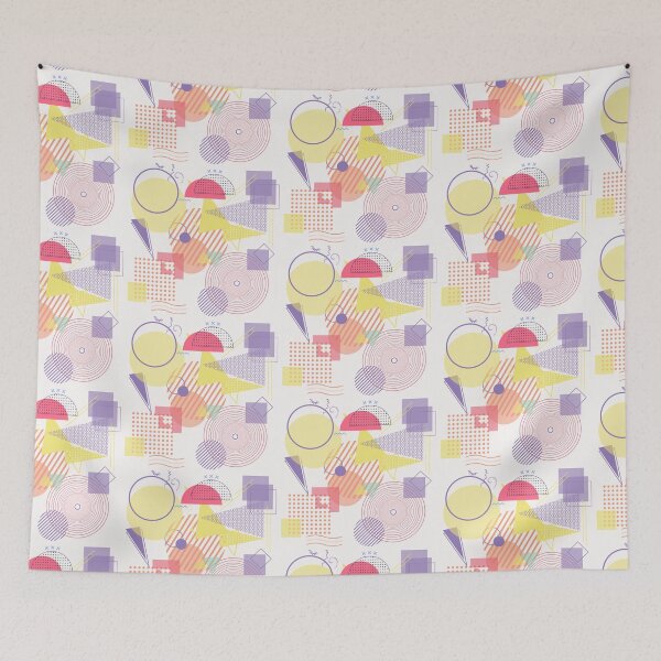Item preview, A vibrant and abstract composition of geometric shapes, including circles, squares, and triangles.  designed and sold by Wantanadesign.