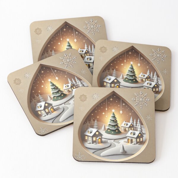 Item preview, Enchanting Christmas Village Tear-Shaped Cutout designed and sold by WooshiArt.