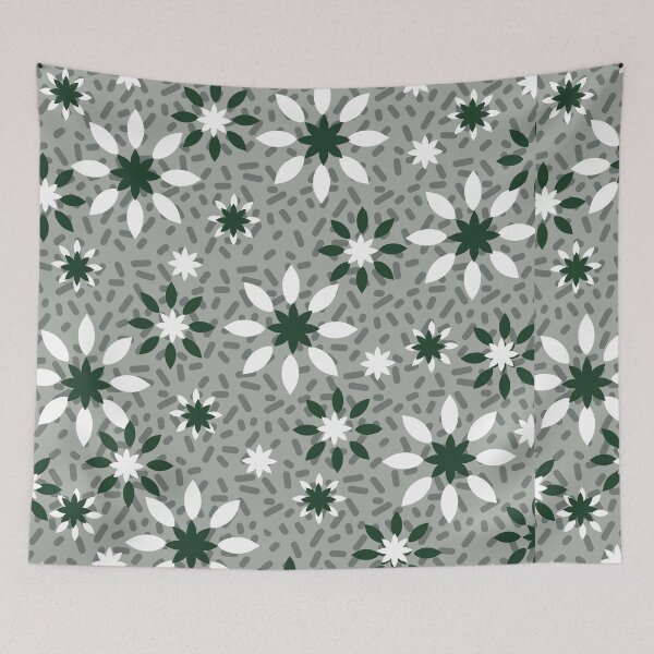 Item preview, White and Green Floral designed and sold by Ravenbluff.