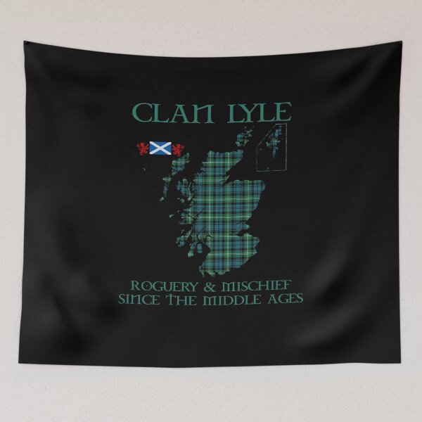 Item preview, Clan Lyle tartan Scotland map Saltire flag and lion rampant scottish designed and sold by Clan1093.