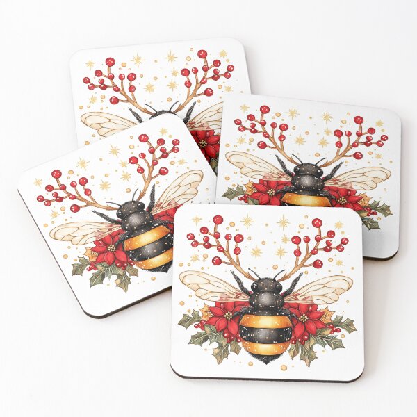 Item preview, Christmas Bee watercolor  designed and sold by pencil-art98.