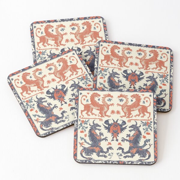 Item preview, Medieval Heraldic Lions and Dragons Pattern designed and sold by LonesomeKnight.