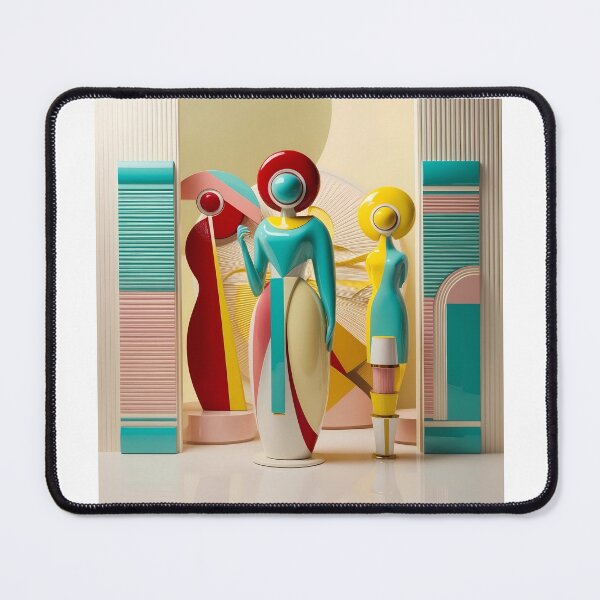 Item preview, Retro-Futuristic Figurines in a Vibrant Abstract Setting designed and sold by PeterEkvall.