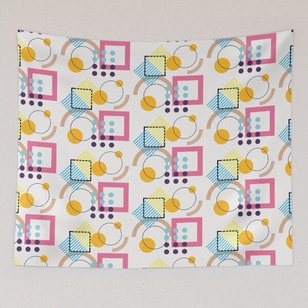 Item preview, A vibrant abstract design composed of overlapping geometric shapes, including circles, squares, and stripes. designed and sold by Wantanadesign.