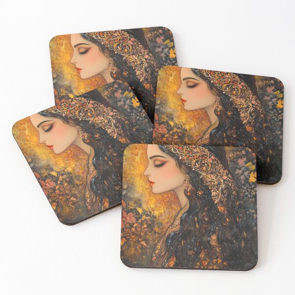 Item preview, Elegant Portrait of Woman in Floral Headpiece, Sunset designed and sold by Artessie.