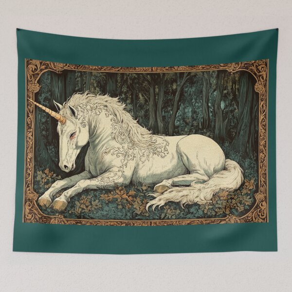 Item preview, Wounded Unicorn on Ornate Carpet designed and sold by LonesomeKnight.