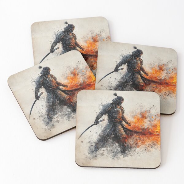 Item preview, Abstract illustration of a samurai with orange splashes designed and sold by Sergii Davydenko.