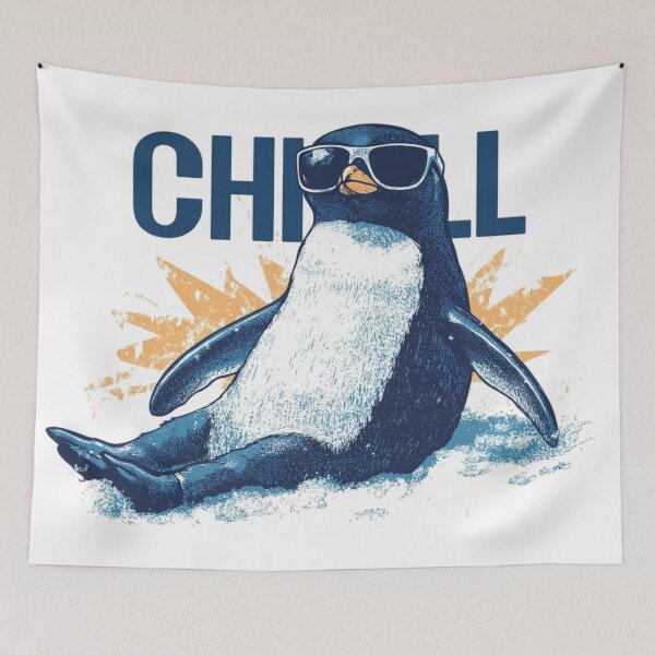 Item preview, CHILL Penguin Vibes - Retro Summer Cool designed and sold by SpendieSellers.