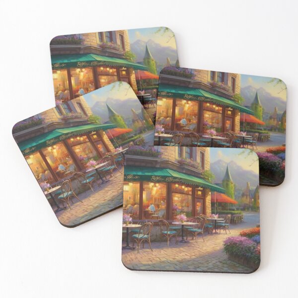 Item preview, A Bloom-Filled Street and Cozy Café designed and sold by BlareBlare.