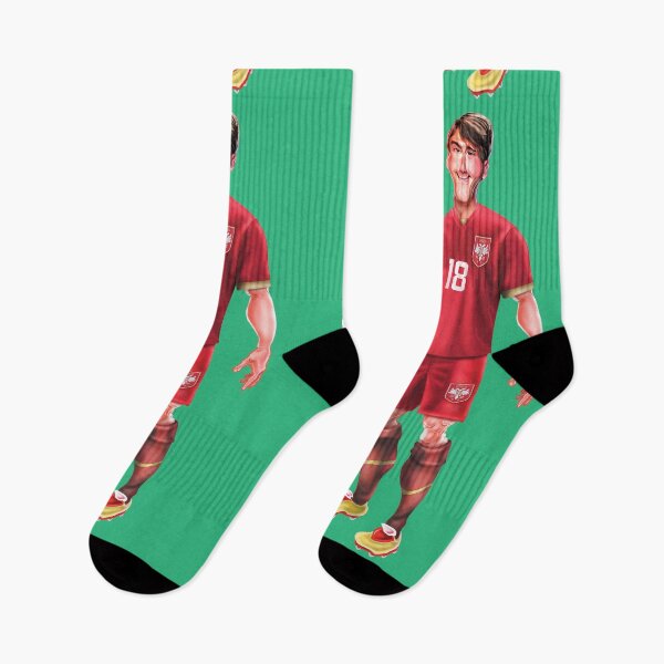 Item preview, Caricature of Dusan Vlahovic football player sticker designed and sold by Dimisbarbarian.