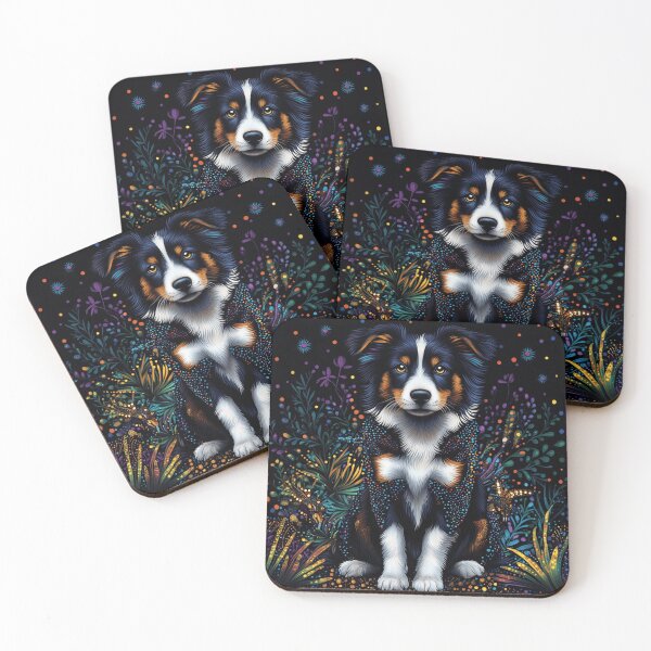Item preview, Aboriginal Border Collie Puppy Art designed and sold by Nocturne  Paws.
