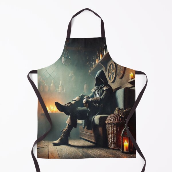 Item preview, AI generated hooded figure in the back of a tavern designed and sold by AI-this-is-AI.