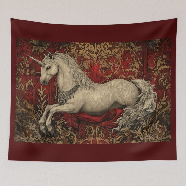 Item preview, Regal Unicorn with Tapestry Background designed and sold by LonesomeKnight.