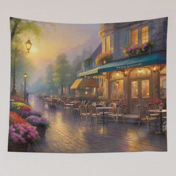 Item preview, Charming Café on a Blooming Street designed and sold by BlareBlare.