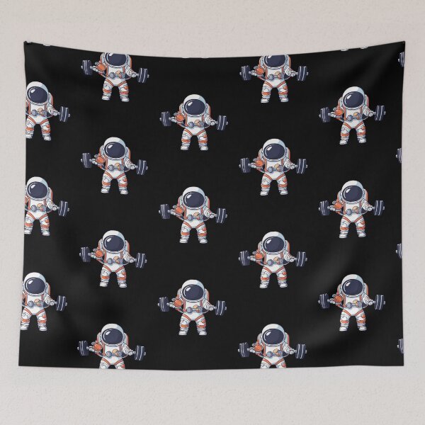 Item preview, Cute Astronaut Gym Cartoon Holding Pill Supplement and Dumbbell - Fitness Lover designed and sold by raedattia.