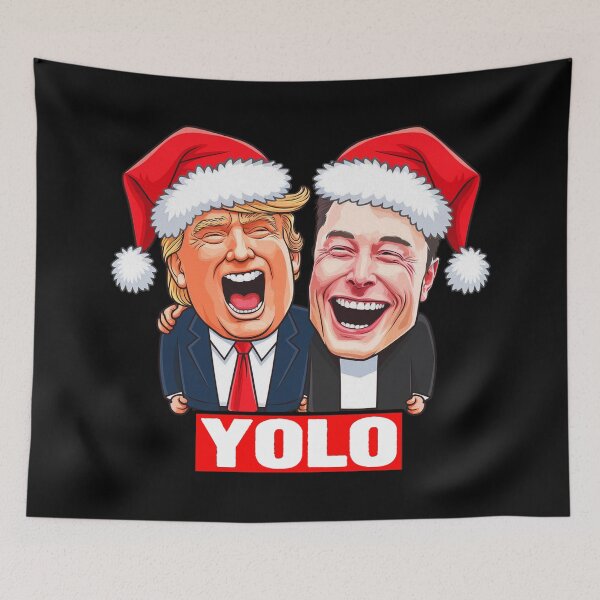 Item preview, YOLO Trump and Elon designed and sold by plushism.