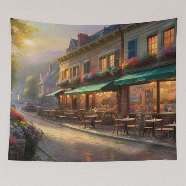 Item preview, Street Café Surrounded by Spring Flowers designed and sold by BlareBlare.