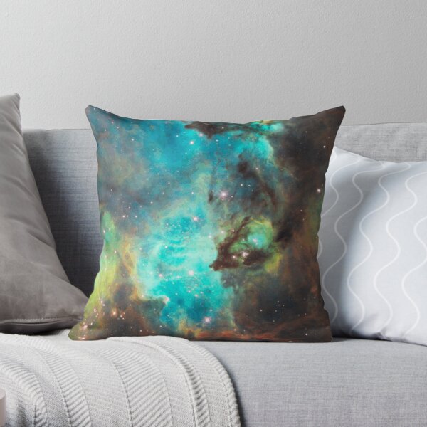 Green Galaxy Throw Pillow
