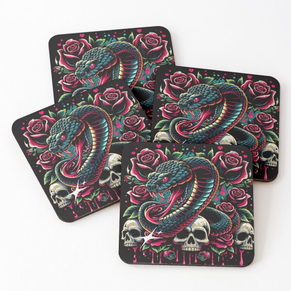 Aperçu de l'œuvre Velours Designs : Serpent en velours entouré de fleurs créée et vendue par swiftbinaries.