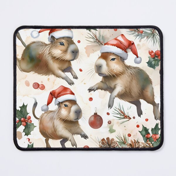 Item preview, Capybara Christmas: Festive Capybaras in Santa Hats designed and sold by LavenderBliss.